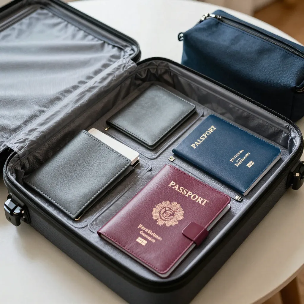 organized toiletries in clear bags
